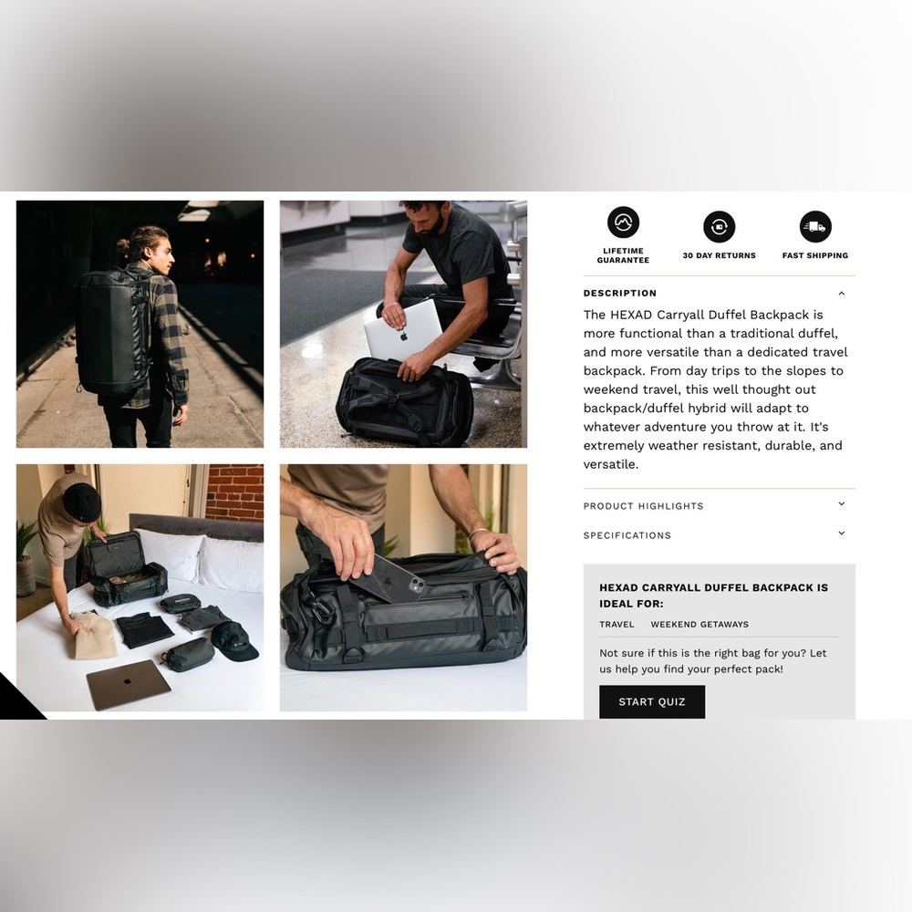 WANDRD hexad carryall duffel backpack